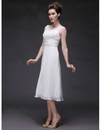 Affordable Modern A-Line Scoop/ Round Short Slender Wedding Dress