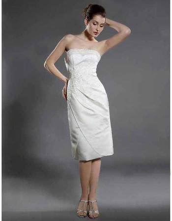 Affordable Classic Elegant Column Strapless Short Wedding Dress