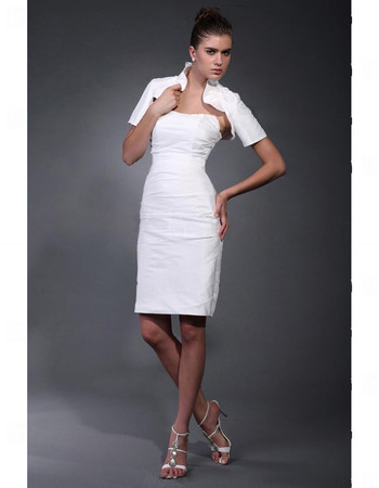 Chic Column/ Sheath Strapless Short Informal Wedding Dress with Jacket