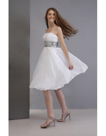 Simple Informal A-Line Spaghetti Straps Chiffon Short Beach Wedding Dress