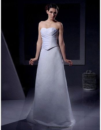 Classic Simple A-Line Sweetheart Floor Length Satin Wedding Dress