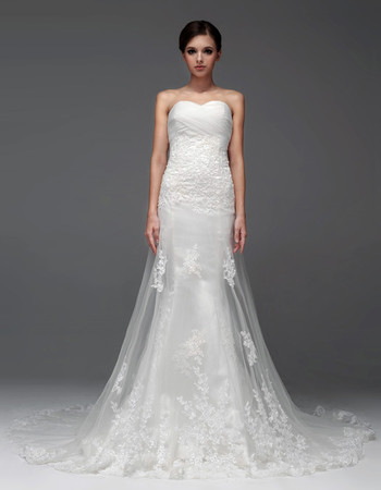 Modern Sheath/ Column Sweetheart Chapel Train Wedding Dress