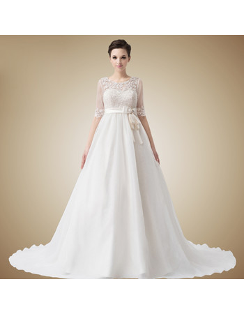 Classic Empire Waist Sweetheart Chapel Train Wedding Dress with Jackets