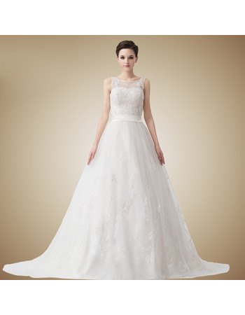 Affordable Classic A-Line Court Train Organza Wedding Dress