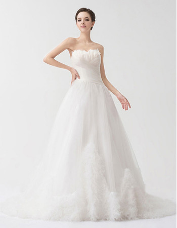 Chic A-Line Sweetheart Court Train Organza Wedding Dress