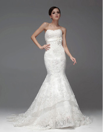 Elegant Mermaid/ Trumpet Sweetheart Chapel Train Wedding Dress