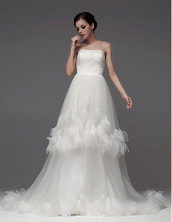 Classic A-Line Strapless Chapel Train Wedding Dress