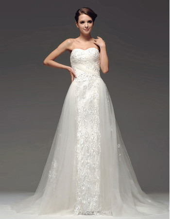 Classic Designer A-Line Sweetheart Chapel Train Wedding Dress