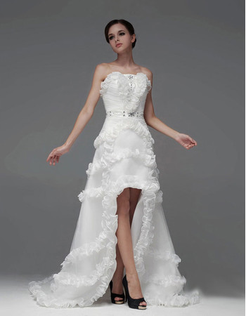 Chic A-Line Strapless High-Low Asymmetric Wedding Dress