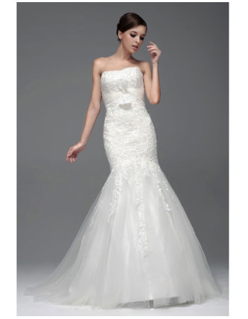 Classic Mermaid/ Trumpet Strapless Chapel Train Wedding Dress