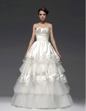 Amazing Top A-Line Sweetheart Floor Length Tiered Wedding Dress