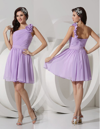 Sexy A-Line One Shoulder Short/ Mini Chiffon Bridesmaid Dress for Maid of honour