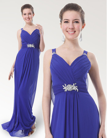 Inexpensive Eleagnt Straps Floor Length Chiffon Bridesmaid Dress for Maid of honour