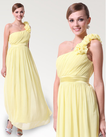 Elegant One Shoulder Ankle Length Chiffon Spring Bridesmaid Dress for Maid of honour