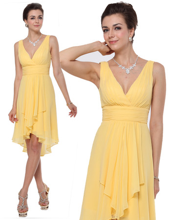 Custom Best Sheath V-Neck Knee Length Chiffon Bridesmaid Dress for Maid of honour