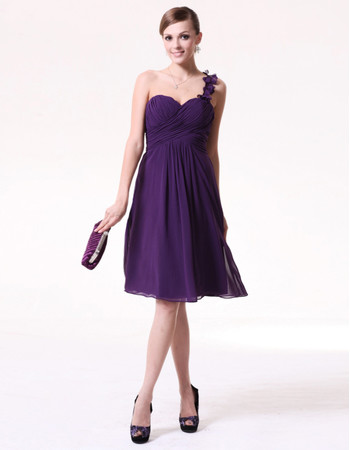 Inexpensive Designer A-Line One Shoulder Short Chiffon Bridesmaid Dress for Maid of honour
