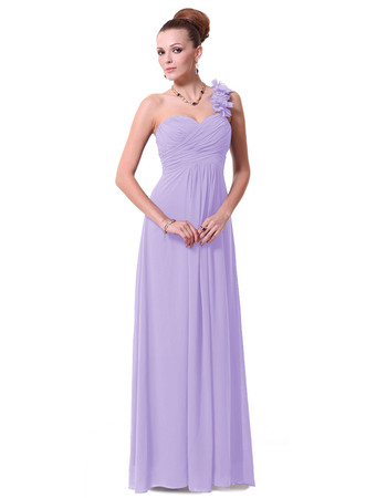 Elegant Designer One Shoulder Floor Length Chiffon Bridesmaid Dress for Maid of honour