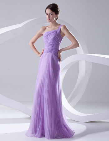 Designer A-Line One Shoulder Floor Length Chiffon Evening Prom Dress