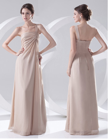 Elegant Sheath One Shoulder Floor Length Chiffon Evening Prom Dress