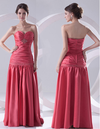 Custom Sheath Sweetheart Long Satin Evening Prom Dress for Women