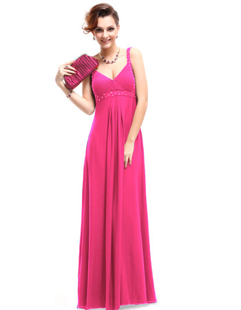 Cheap Classy Empire Waist Straps Long Satin Prom Evening Dress for Sale