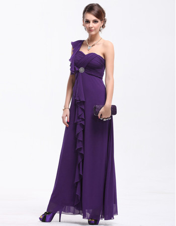 Discount Women's Sexy One Shoulder Chiffon Maxi Prom Evening Dress for Sale