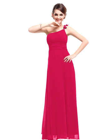 Women's Designer One Shoulder Chiffon Sheath Floor Length Prom Evening Dress for Sale