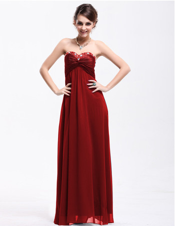 Beautiful Empire Waist Sweetheart Chiffon Long Prom Evening Dress for Women