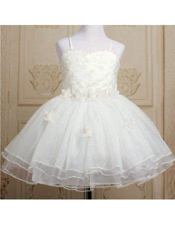 Princess Ball Gown Knee Length Organza Little Girls Party Dress