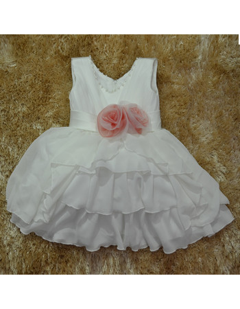 Custom Ball Gown Knee Length Chiffon Little Girls Party Dress