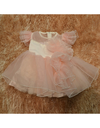 Custom Ball Gown Knee Length Organza Little Girls Party Dress