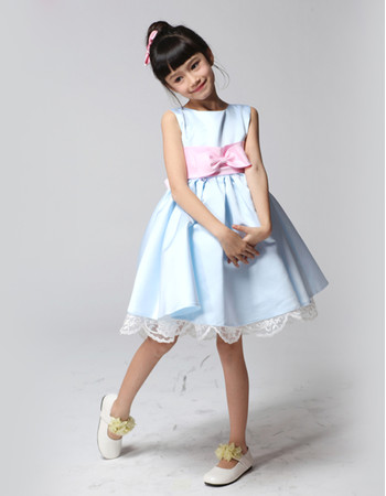 Discount A-Line Knee Length Satin Little Girls Pageant/ Party Dress