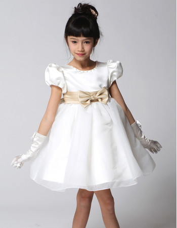 Adorable Princess Ball Gown Short Satin Little Girls Party Dress