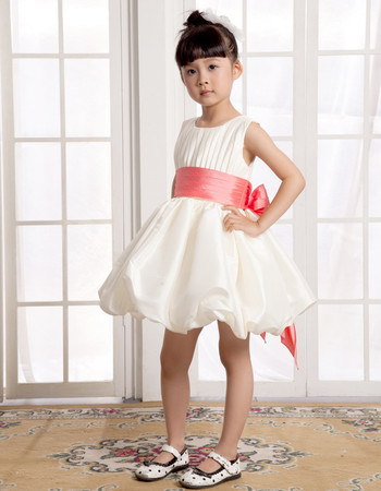 Lovely A-Line Short Satin Little Girls Pageant Party Dress