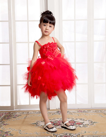 Pretty Ball Gown Spaghetti Straps Short Little Girls Pageant Party Dress