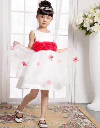 Beautiful A-Line Short Satin Little Girls Pageant Party Dress