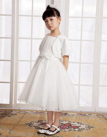 Little Girls Lovely A-Line Knee Length Satin First Communion/ Flower Girl Dress