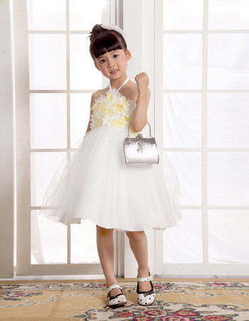 Empire Halter Knee Length Easter Dress/ Flower Girl Dress for Weding