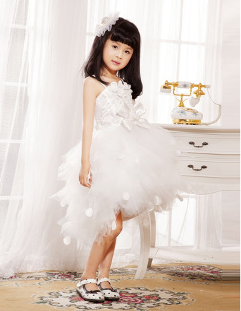 Ball Gown Spaghetti Straps Short Tulle Little Girls Wedding Party Dress