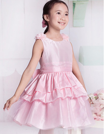 Pretty A-Line Round/ Scoop Short Satin Little Girls Party/ Pageant Dress