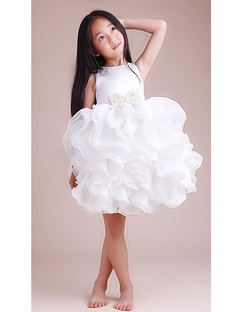 Beautiful Ball Gown Short Satin Ruffle Little Girls Party/ Pageant/ Party Dress