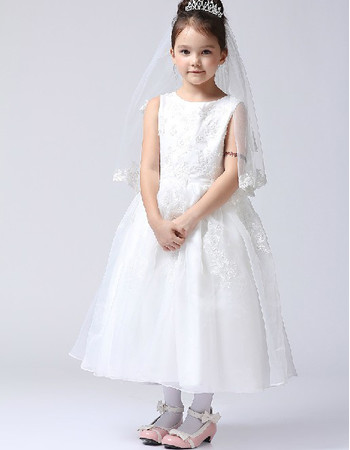 Lovely Ball Gown Tea Length First Communion/ Flower Girl Dress