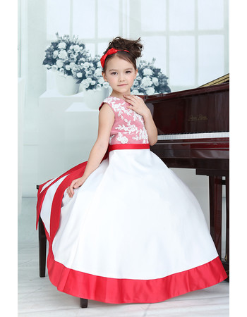 Little Girls Affordable A-Line Floor Length Satin Flower Girl Dress