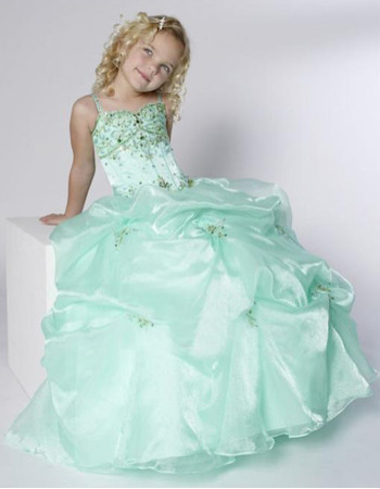Beautiful Ball Gown Straps Floor Length Pick-Up Flower Girl Dress