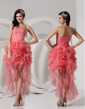 Beautiful Sheath Sweetheart Short/ Mini Organza Prom Dress for Women and Girl