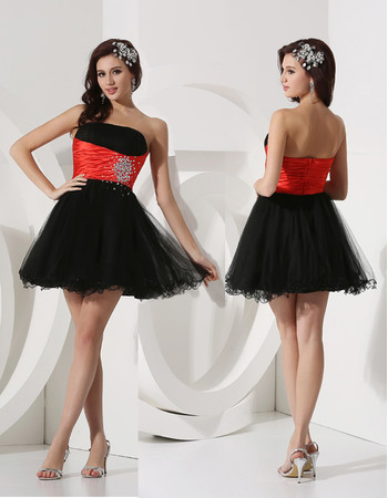 A-Line Strapless Short/ Mini Organza Homecoming Party Dress for Girls