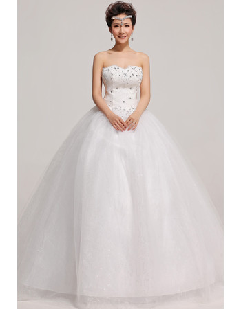 Classic Modern Strapless Ball Gown Floor Length Taffeta Dress for Winter Wedding