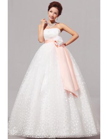 Modern Empire Strapless Floor Length Organza Dress for Spring Wedding