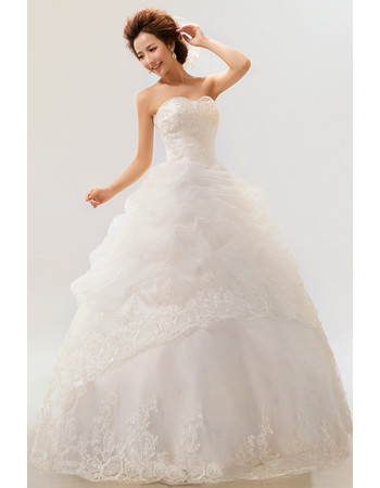 Gorgeous Organza Ball Gown Sweetheart Floor Length Wedding Dress