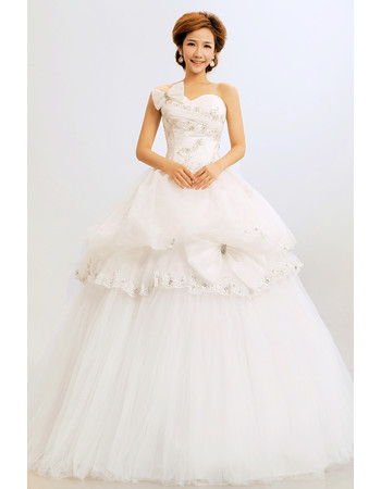 Affordable Gorgeous Ball Gown Sweetheart Long Organza Wedding Dress